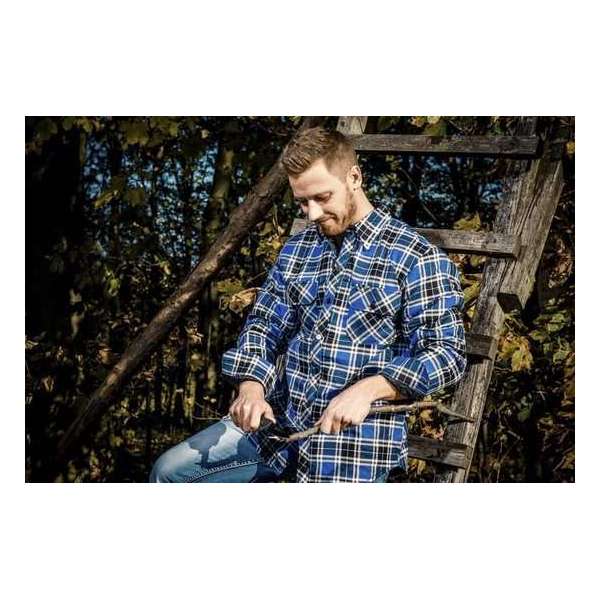 Houthakkershirt, blauw geruit, maat M