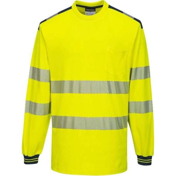 Portwest T185 - PW3 Hi-Vis T-shirt met lange mouw Geel/marine Maat: M Portwest T185 - PW3 Hi-Vis T-shirt met lange mouw Geel/marine Maat: M