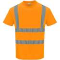 Katoen comfort Tshirt Oranje met korte mouw en reflectie strepen Maat 4XL