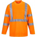 Hogezichtbaarheids T-shirt met lange mouwen en reflectie strepen Oranje Maat XL
