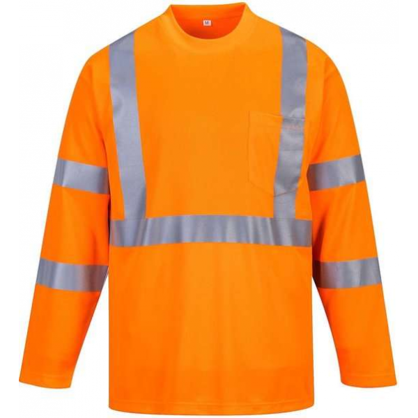 Hogezichtbaarheids T-shirt met lange mouwen en reflectie strepen Oranje Maat XL Hogezichtbaarheids T-shirt met lange mouwen en reflectie strepen Oranje Maat XL