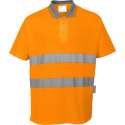 Poloshirt katoen Oranje met refelctie strepen Maat S