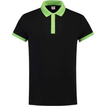 Tricorp polo bi-color fitted zwart-lime PBF 210 maat XXL