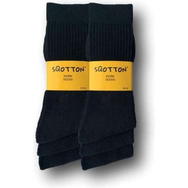6 paar SQOTTON Werksokken - Heavy - Zwart - Maat 39-42 6 paar SQOTTON Werksokken - Heavy - Zwart - Maat 39-42