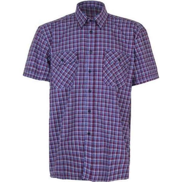 STØRVIK Houthakkersblouse korte mouw Heren A7 Blauw Rood - Maat L (52) - Farsund STØRVIK Houthakkersblouse korte mouw Heren A7 Blauw Rood - Maat L (52) - Farsund