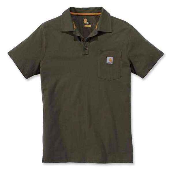Carhartt Force Cotton Delmont Pocket Polo-Mosgroen-L Carhartt Force Cotton Delmont Pocket Polo-Mosgroen-L