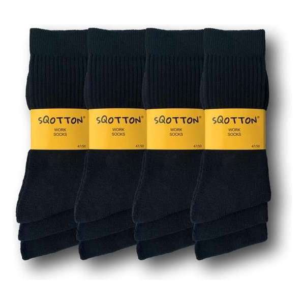 12 paar SQOTTON Werksokken - Heavy - Zwart - Maat 47-50 12 paar SQOTTON Werksokken - Heavy - Zwart - Maat 47-50