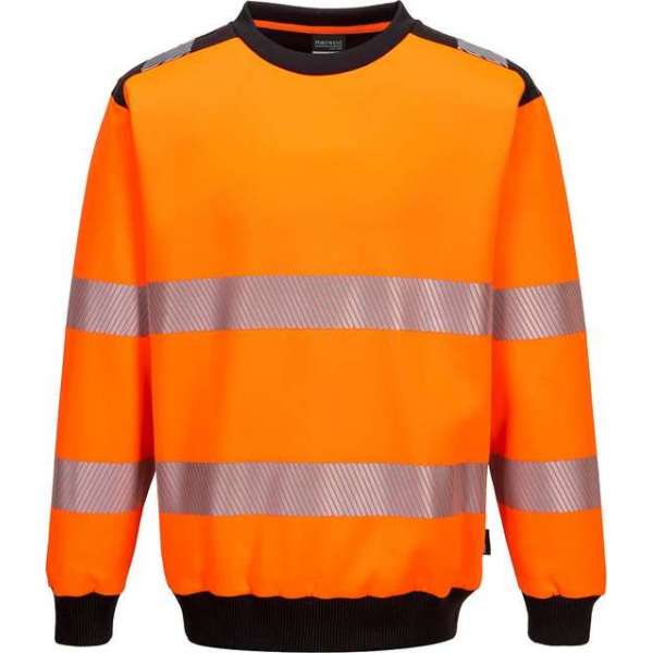 Portwest PW379 - PW3 Hi-Vis Sweatshirt met ronde hals Oranje/zwart Maat : S Portwest PW379 - PW3 Hi-Vis Sweatshirt met ronde hals Oranje/zwart Maat : S