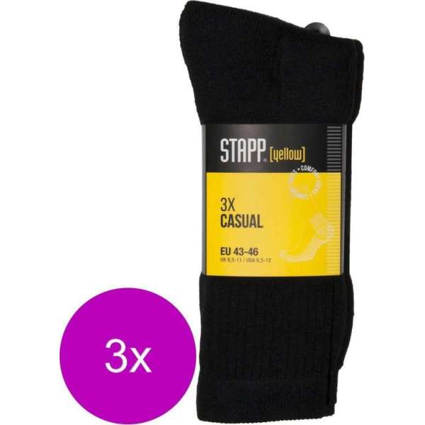 Stapp Yellow Herensok Casual Zwart - Sokken - 3 x 39-42 3-Pack Stapp Yellow Herensok Casual Zwart - Sokken - 3 x 39-42 3-Pack