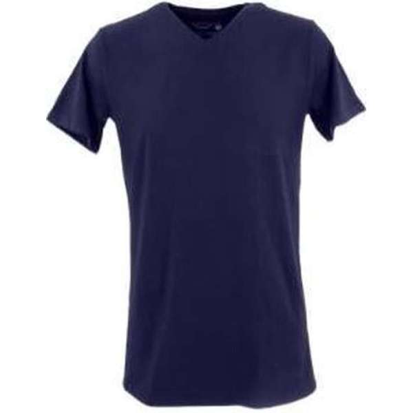 BAS(ic) Extra lang T-Shirt V-neck - 96% Eco katoen - Wit - Zwart BAS(ic) Extra lang T-Shirt V-neck - 96% Eco katoen - Wit - Zwart