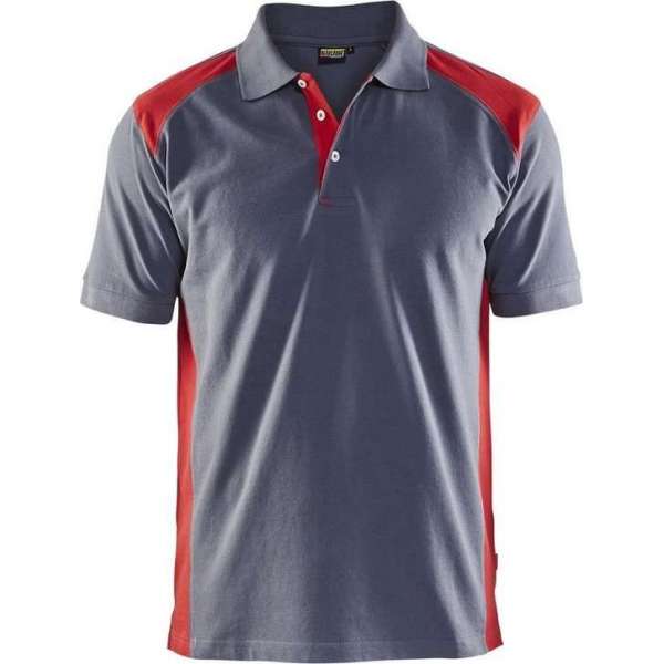 Blåkläder 3324-1050 Piqué Polo Grijs/Rood maat XS Blåkläder 3324-1050 Piqué Polo Grijs/Rood maat XS
