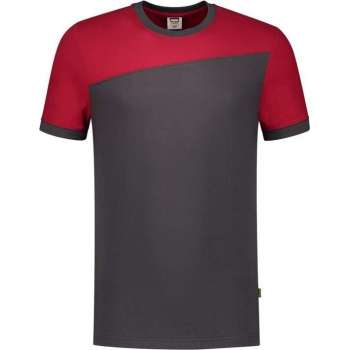 Tricorp T-shirt Bicolor Naden 102006 Donkergrijs / Rood - Maat XL