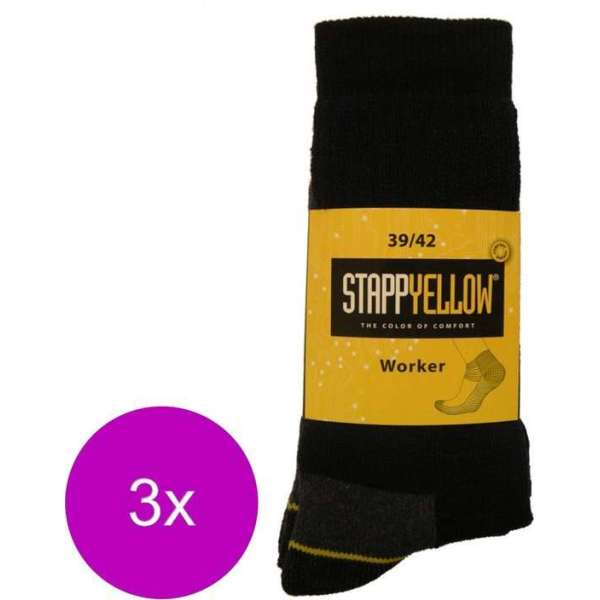 Stapp Yellow Herensok Worker Zwart - Sokken - 3 x 43-46 2-Pack Stapp Yellow Herensok Worker Zwart - Sokken - 3 x 43-46 2-Pack