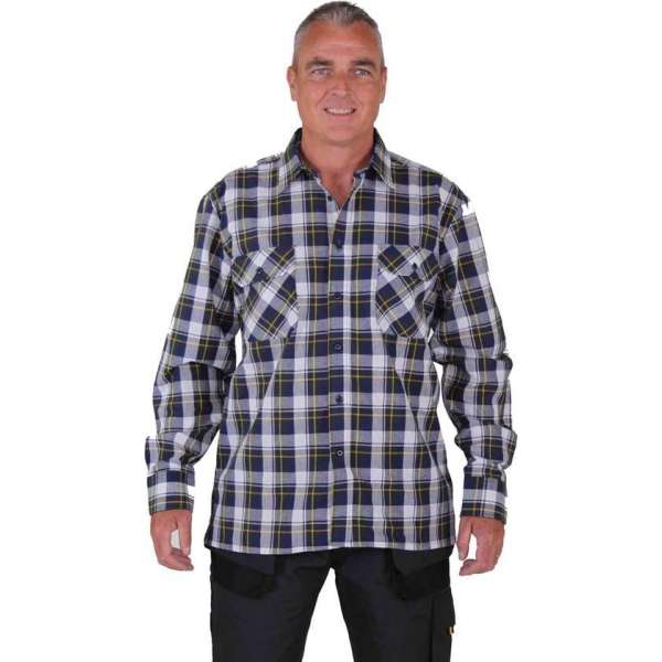 STØRVIK Houthakkersblouse Katoen Lange mouw Heren D7 Donkerblauw Geel - Maat 3XL - EGERSUND STØRVIK Houthakkersblouse Katoen Lange mouw Heren D7 Donkerblauw Geel - Maat 3XL - EGERSUND