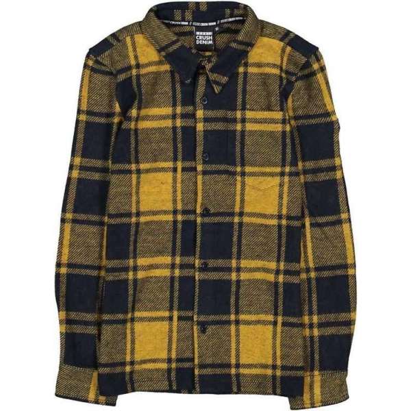 Crush denim stevig zacht geel geruit flannel jongens overhemd - Maat 164 Crush denim stevig zacht geel geruit flannel jongens overhemd - Maat 164