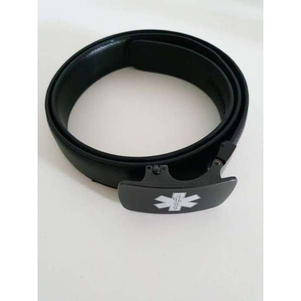 Broeksriem leder met Star of Life logo (gelaserd) maat: 120cm Broeksriem leder met Star of Life logo (gelaserd) maat: 120cm