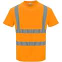 Katoen comfort Tshirt Oranje met korte mouw en reflectie strepen Maat XL