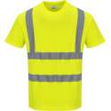 Katoen comfort Tshirt Geel met korte mouw en reflectie strepen Maat 5 XL