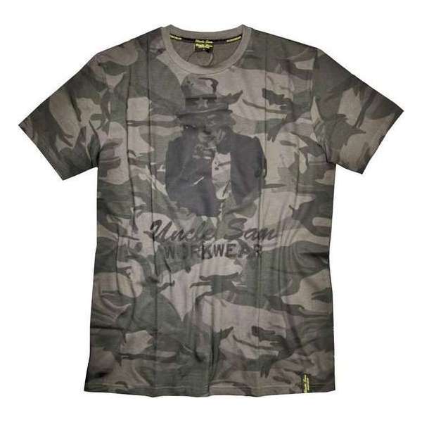 Uncle Sam WORKWEAR T-shirt met ronde hals en opdruk camouflage maat XL Uncle Sam WORKWEAR T-shirt met ronde hals en opdruk camouflage maat XL