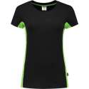 Tricorp T-shirt Bi-color Dames - 102003 - zwart / lime - maat L