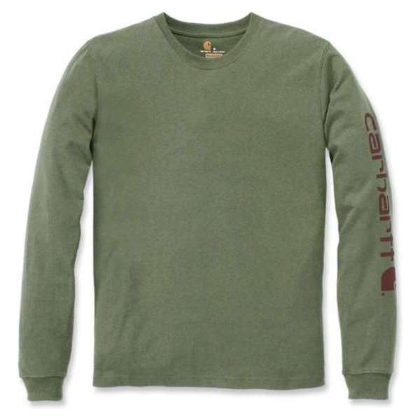 Carhartt EK231 Sleeve Logo T-Shirt - Relaxed Fit - Olivine Heather - M Carhartt EK231 Sleeve Logo T-Shirt - Relaxed Fit - Olivine Heather - M
