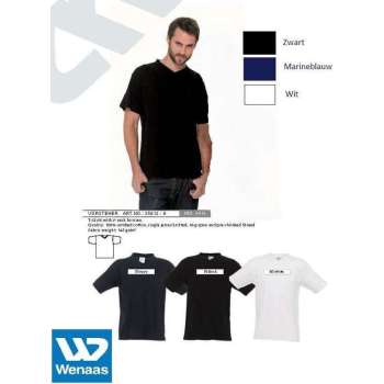 Wenaas - Dubbelpak T-shirt heren V-hals - 100% gekamde katoen 145 gr/m2 - 35012 Zwart