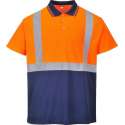 Poloshirt Oranje / Blauw hogezichtbaarheid Maat L