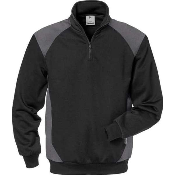 Fristads Sweater met Korte Rits 7048 SHV-996-Zwart/Grijs-XL Fristads Sweater met Korte Rits 7048 SHV-996-Zwart/Grijs-XL