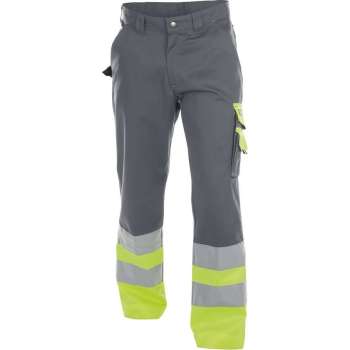 Dassy Omaha Hoge zichtbaarheidsbroek 200620 (300 g/m2) - binnenbeenlengte Standaard (81-86 cm) - Cementgrijs/Fluogeel - 64
