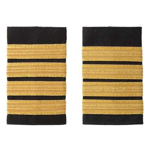 Schuif Epauletten Captain Gezagvoerder Pilot 4 x 13 mm file goud (per 2 paar) Schuif Epauletten Captain Gezagvoerder Pilot 4 x 13 mm file goud (per 2 paar)
