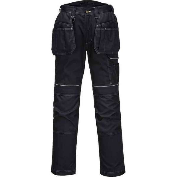 Portwest pw3 holster werkbroek t602 Zwart +gratis kniestukken  Maat 34 / EU: 50 / FR: 44