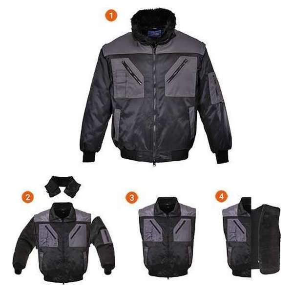Portwest PJ20 - Tweekleuren Pilotjack - Zwart/GRIJS MAAT XL Portwest PJ20 - Tweekleuren Pilotjack - Zwart/GRIJS MAAT XL
