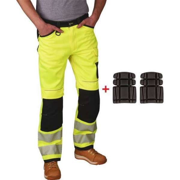 Portwest high visible werkbroek, type T501+gratis kniestukken Geel (Maat 32 S/M) Portwest high visible werkbroek, type T501+gratis kniestukken Geel (Maat 32 S/M)