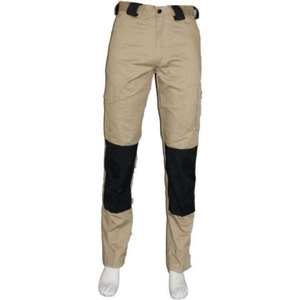 Yoworkwear Werkbroek katoen/polyester kaki-zwart maat 52 Yoworkwear Werkbroek katoen/polyester kaki-zwart maat 52