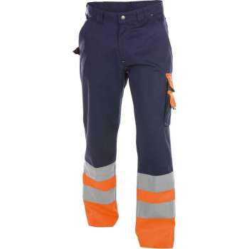 Dassy Omaha Hoge zichtbaarheidsbroek 200620 (300 g/m2) - binnenbeenlengte Plus (87-92 cm) - Marineblauw/Fluo-Oranje - 56