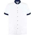 Haen / Ballyclare Heren Zorgjas Milo met tricot mouwinzet Wit / Donkerblauw - Maat 3XL