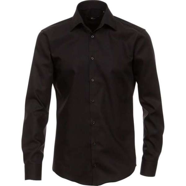 Venti Heren Overhemd Zwart Poplin Non Iron Modern Fit - 41 Venti Heren Overhemd Zwart Poplin Non Iron Modern Fit - 41