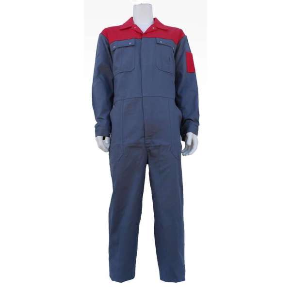 Yoworkwear Overall 100% katoen 2-kleurig grijs-rood maat 51 Yoworkwear Overall 100% katoen 2-kleurig grijs-rood maat 51