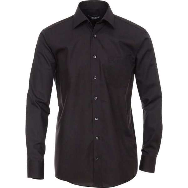 Casa Moda Heren Overhemd Zwart Poplin Non Iron Combi Manchet - 43 Casa Moda Heren Overhemd Zwart Poplin Non Iron Combi Manchet - 43