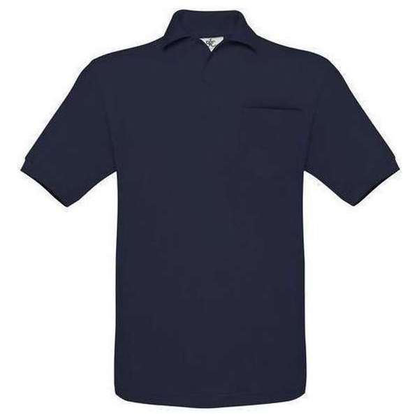 Polo B&C Safran Pocket Kleur Navy Maat XL (onbedrukt - 2 stuks) Polo B&C Safran Pocket Kleur Navy Maat XL (onbedrukt - 2 stuks)