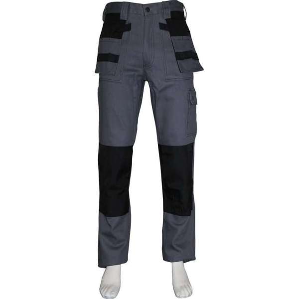 Yoworkwear Werkbroek 100% katoen grijs-zwart maat 49 Yoworkwear Werkbroek 100% katoen grijs-zwart maat 49