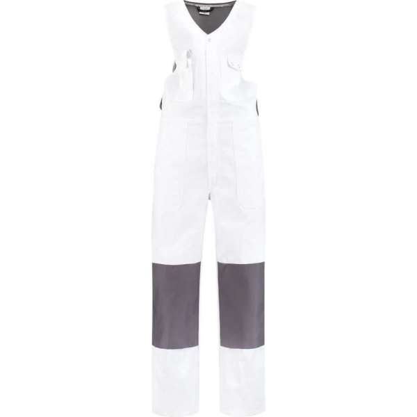 EM Workwear Bodybroek katoen/polyester wit-grijs maat 60 EM Workwear Bodybroek katoen/polyester wit-grijs maat 60