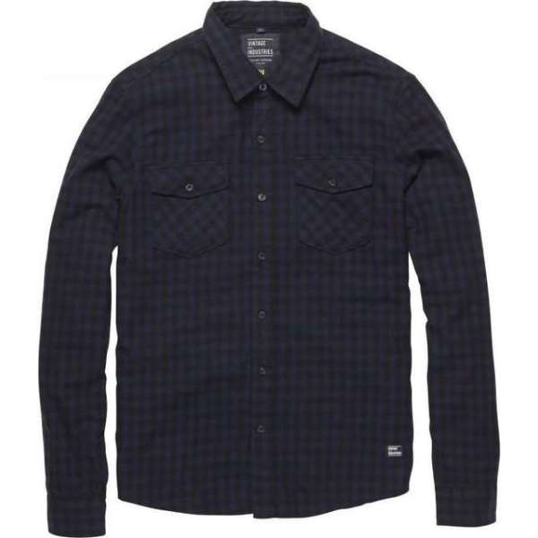 Vintage Industries Harley Shirt Blue Check Heren Vintage Industries Harley Shirt Blue Check Heren