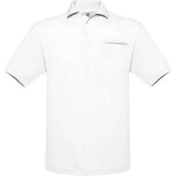 Polo B&C Safran Pocket Kleur White Maat XXL (onbedrukt - 2 stuks)
