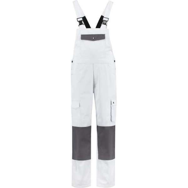 EM Workwear Tuinbroek katoen/polyester wit-grijs maat 48 EM Workwear Tuinbroek katoen/polyester wit-grijs maat 48
