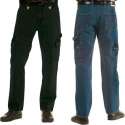 Jeans werkbroek met lederen driehoeken blauw, maat 57