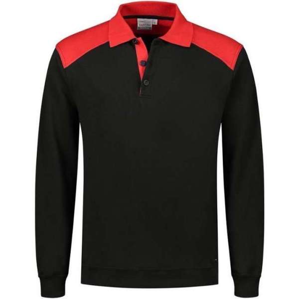 Santino Tesla 2color Polo-sweater (280g/m2) - Zwart | Rood - XXXL