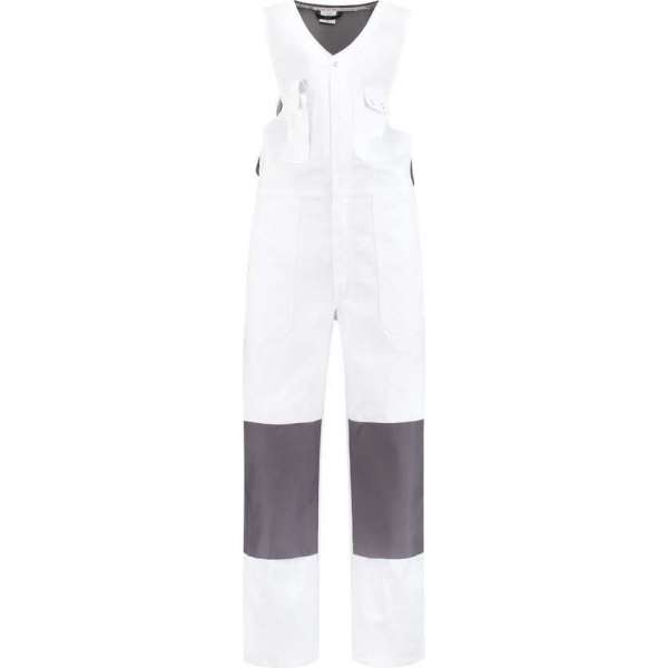 EM Workwear Bodybroek katoen/polyester wit-grijs maat 56 EM Workwear Bodybroek katoen/polyester wit-grijs maat 56