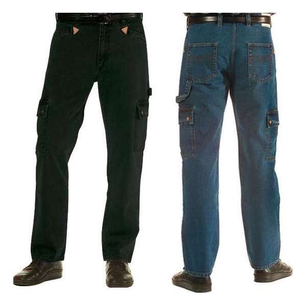 Jeans werkbroek met lederen driehoeken zwart, maat 62