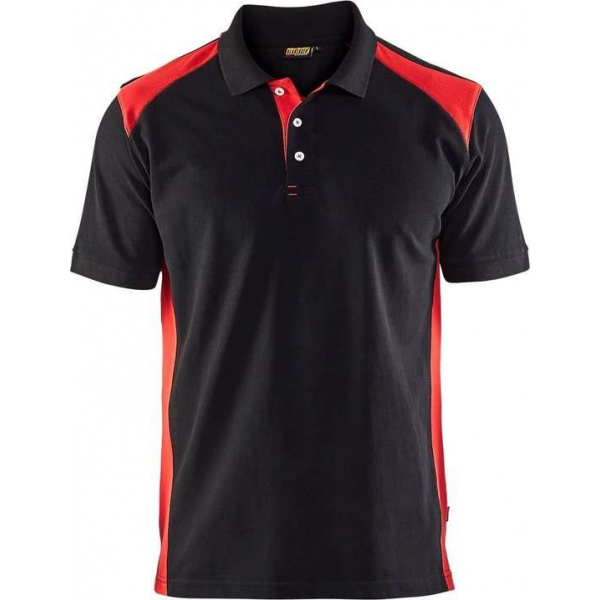 Bl?kl?der Polo Piqu? - Zwart/Rood Bl?kl?der Polo Piqu? - Zwart/Rood